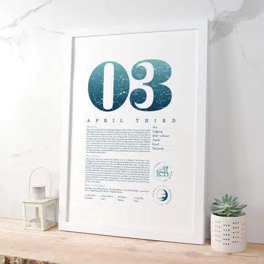 April 3rd Birthday Print