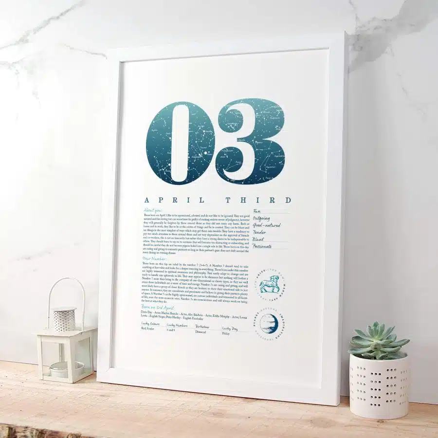 April 3rd Birthday Print
