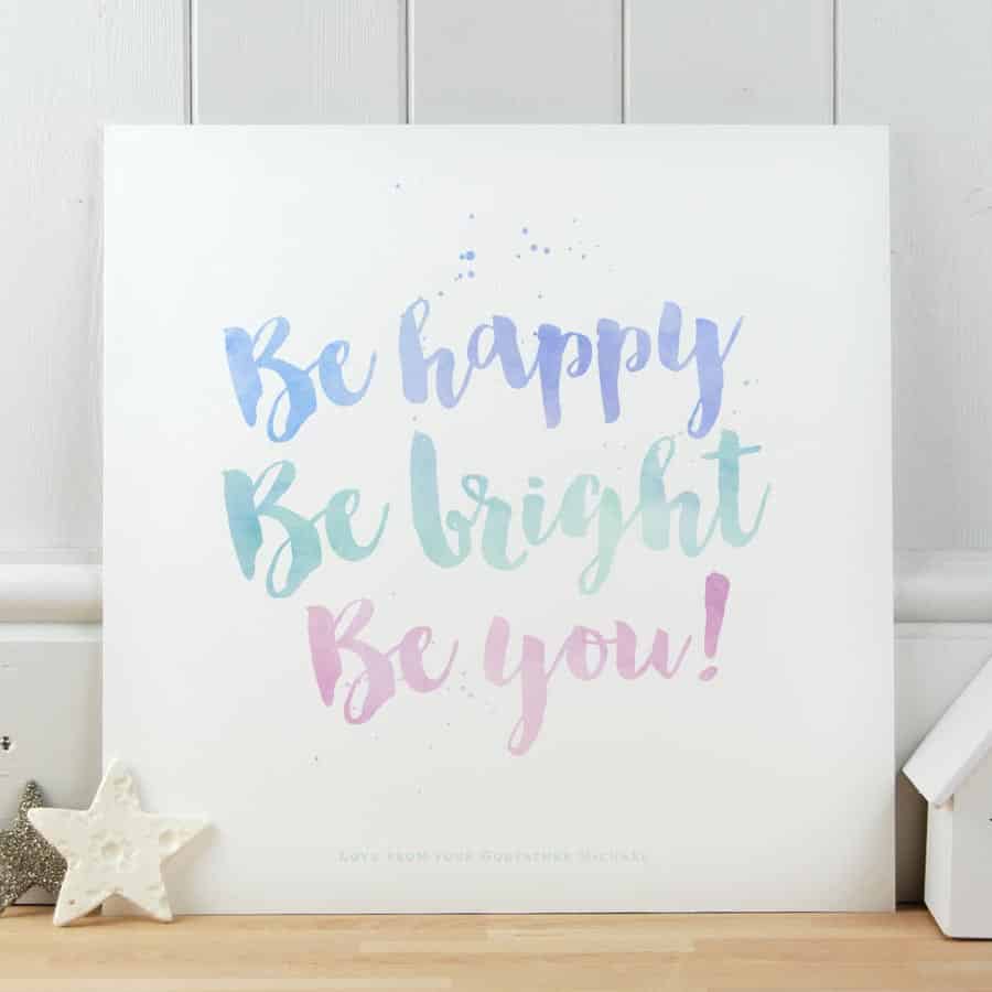 Baby christening name print pastel colour inks make it with words
