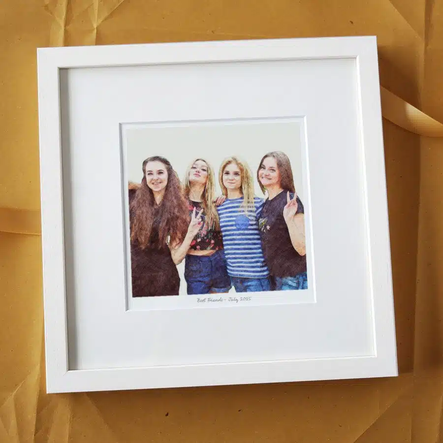 Best Friends Portrait Gift Colour White Frame Best Friends Portrait Gift Colour White Frame