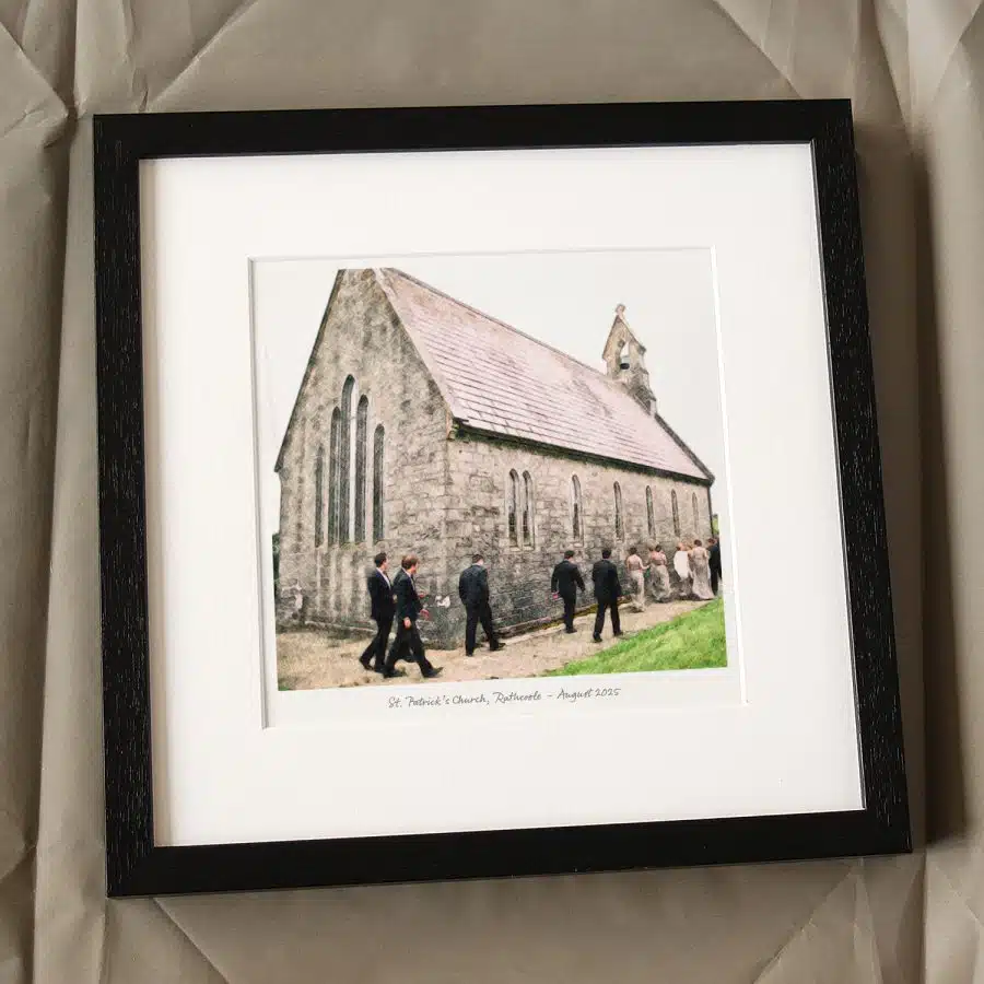 Church Sketch Gift Colour Black Frame