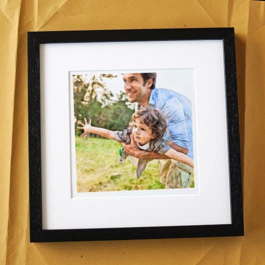 Dad and Kids Colour Portrait Black Frame Full
