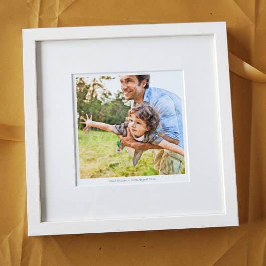 Dad and Kids Colour Portrait White Frame Full