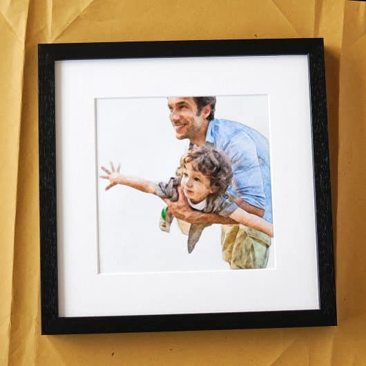 Dad and Kids Colpur Portrait Black Frame