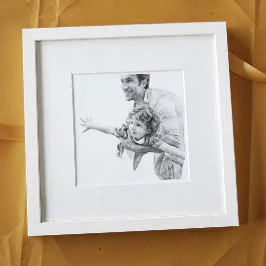 Father and Child Portrait Grey