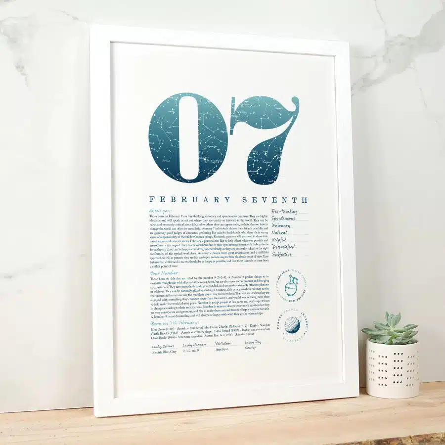 February 7th Birthday Print