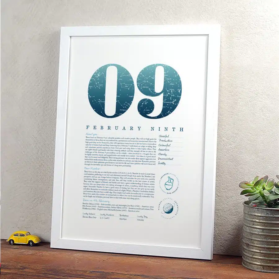 February 9th Birthday Print