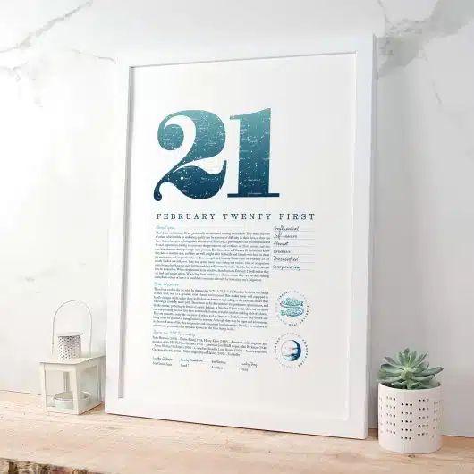 February 21st Birthday Print