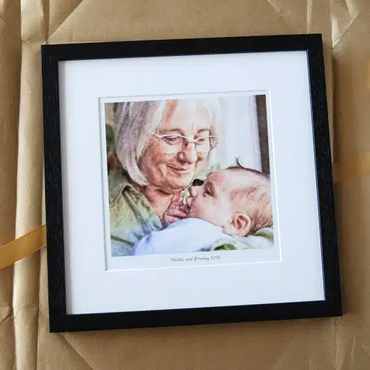 Grandmother & Child Pencil Style Portrait