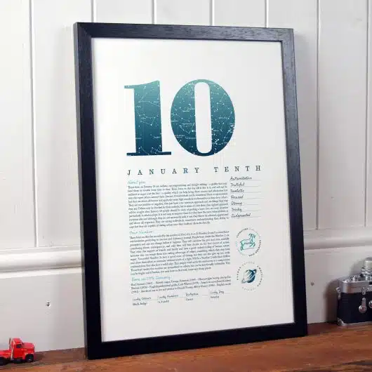 January 10th Birthday Print