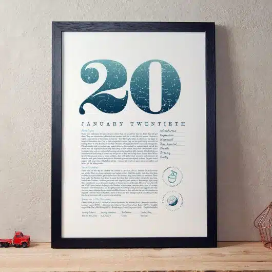 January 20th Birthday Print