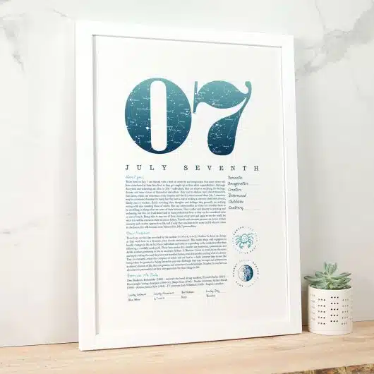 July 7th Birthday Print