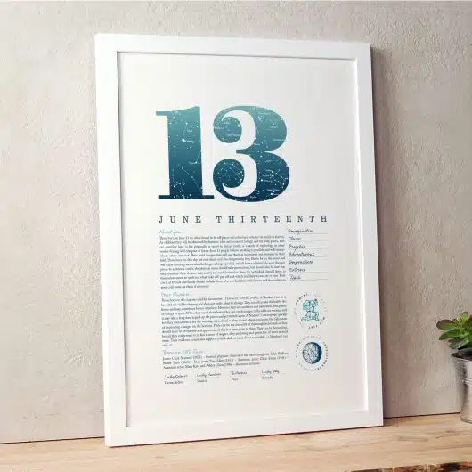 June 13th Birthday Print