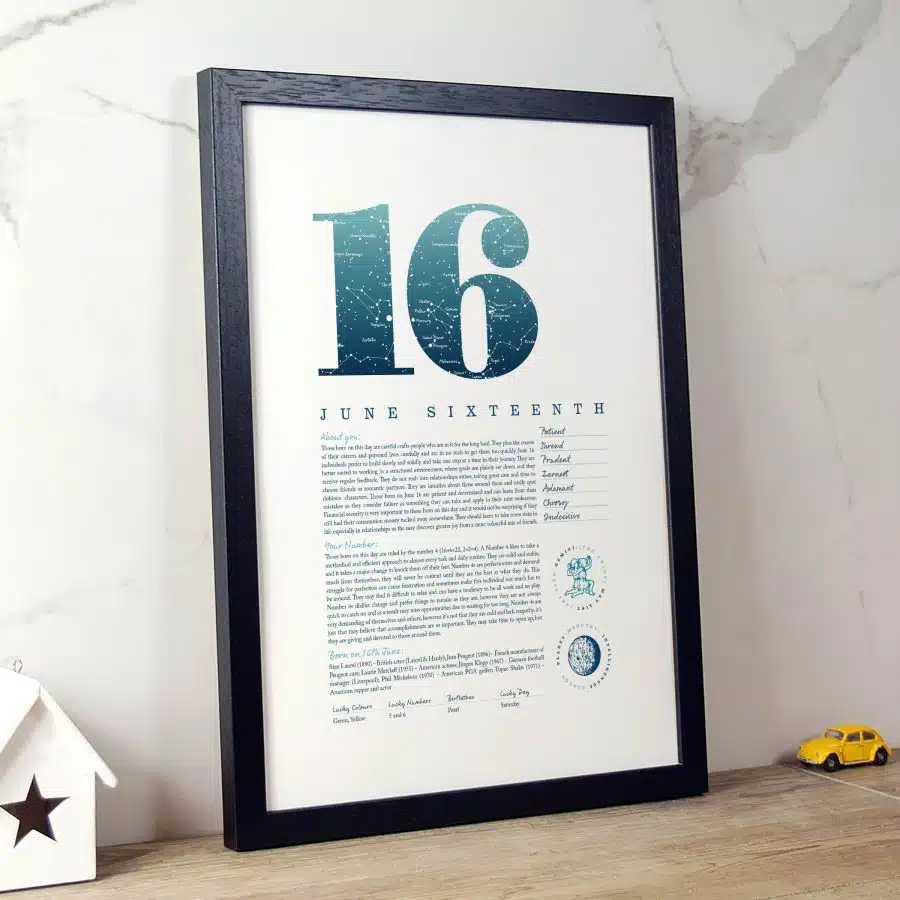 June 16th Birthday Print