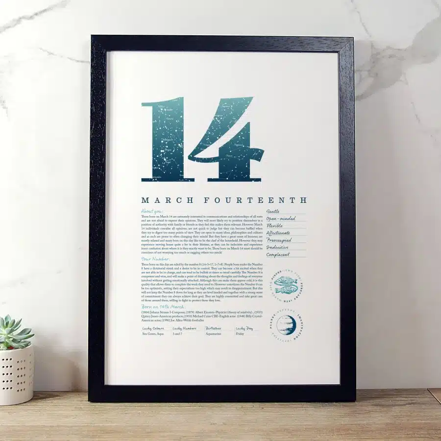 March 14th Birthday Print