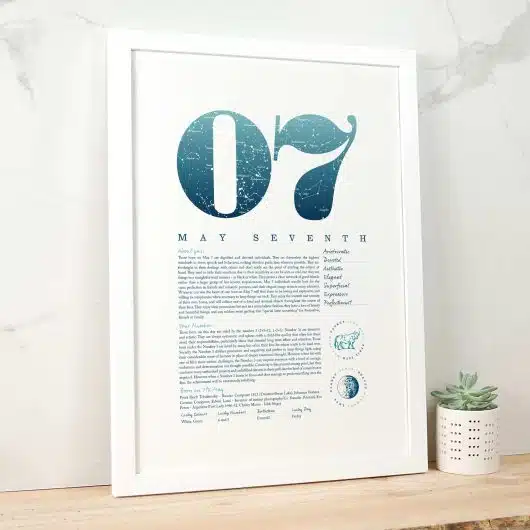 May 7th Birthday Print