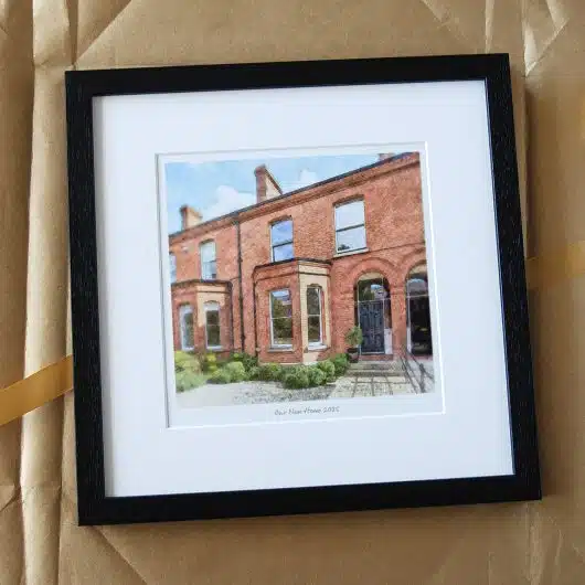 New Home Sketch Gift Colour Black Frame