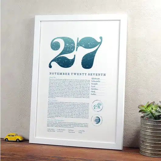 November 27th Birthday Print