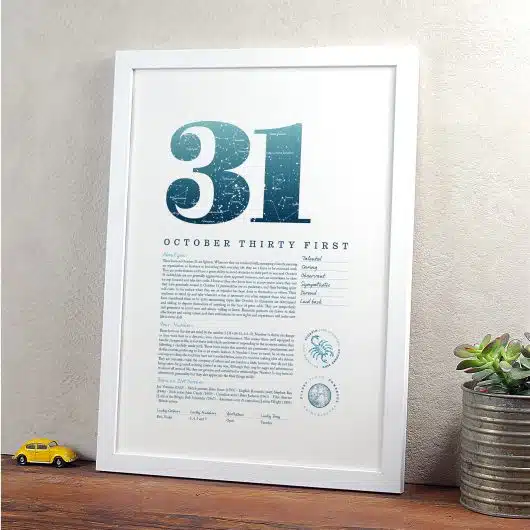 October 31st Birthday Print