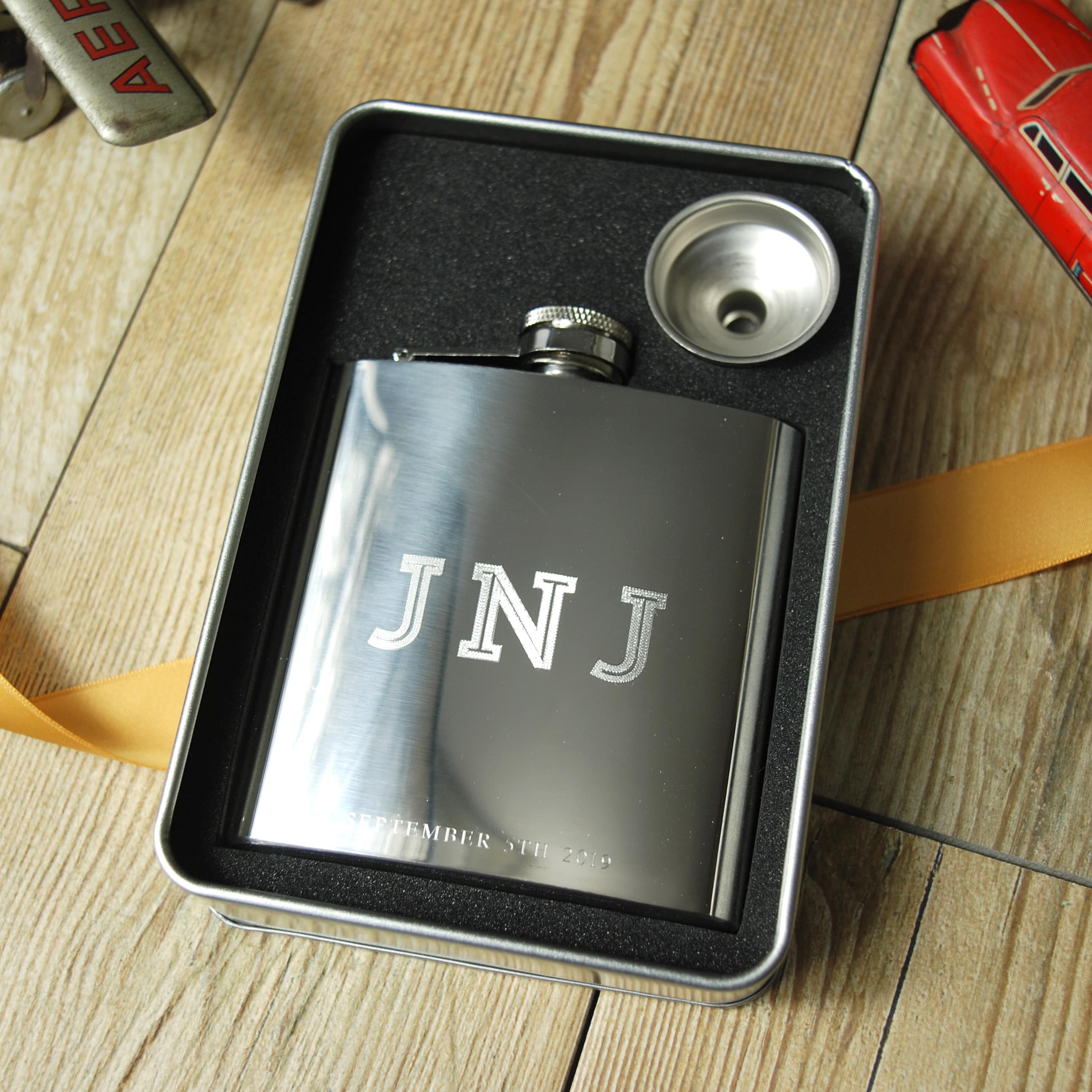 Retro Monogram Engraved Hip Flask Make it with Words