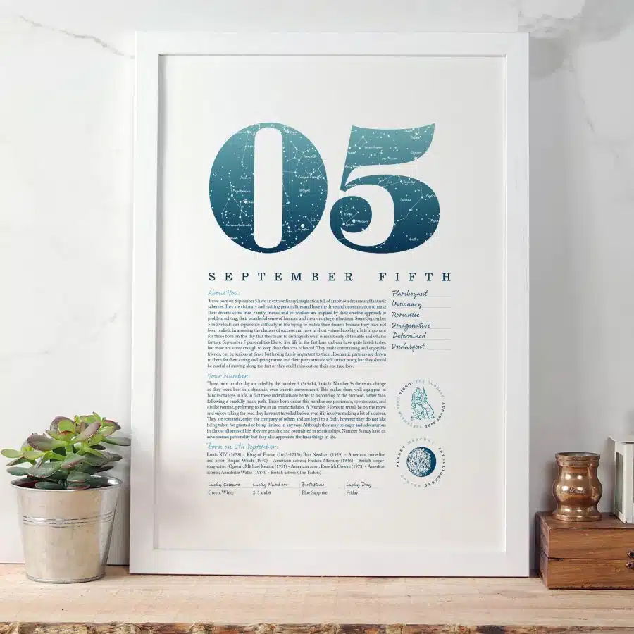 September 5th Birthday Print